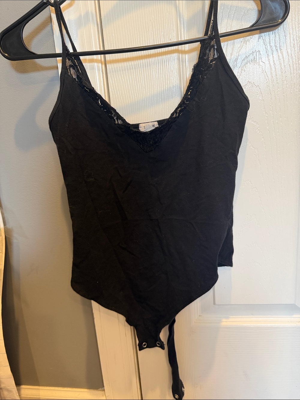 Women's Black Lace-Trim Bodysuit Tank